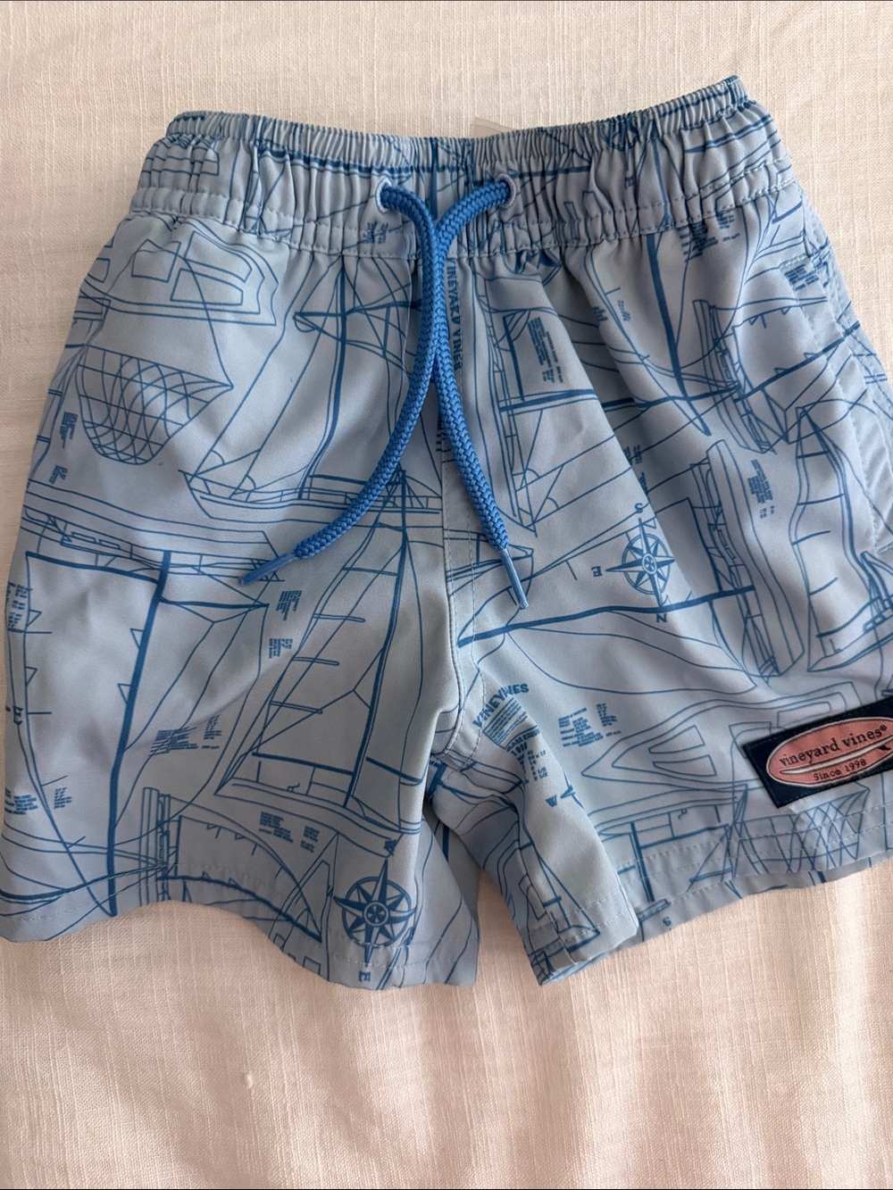 Vineyard Vines Light Blue Sailboat Print Swim Shorts